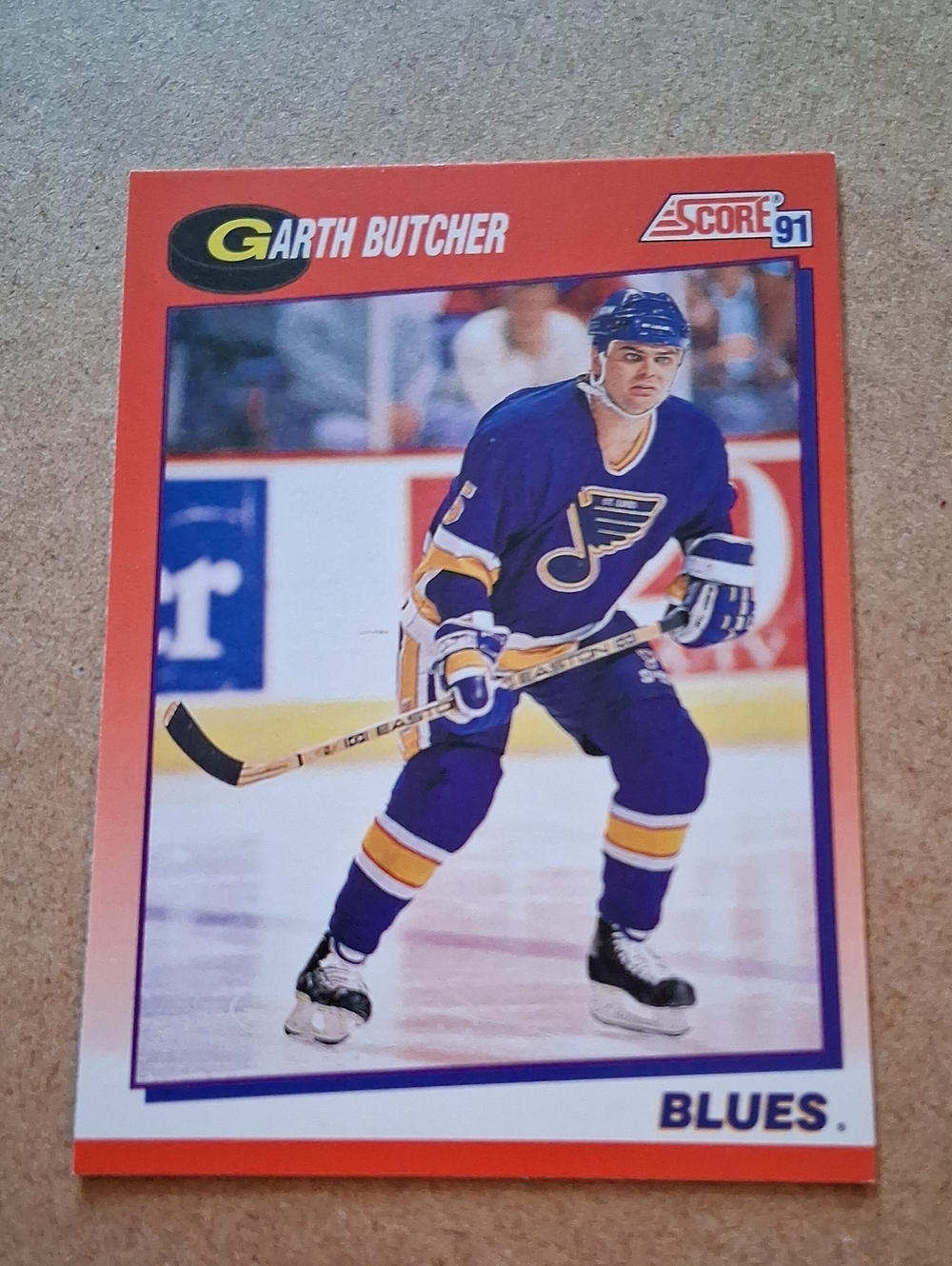 Garth Butcher Score '91 St. Louis Blues Hockey Card - Blue/Gold